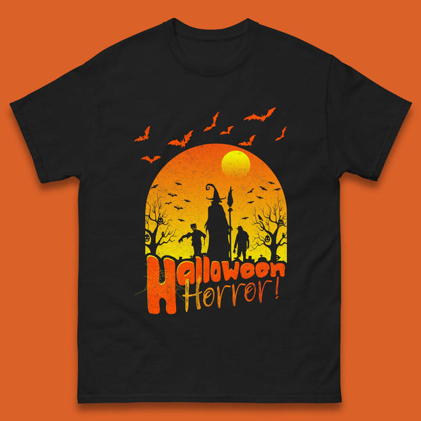 Halloween Horror Halloween Night Witch With Zombies Horror Scary Mens Tee Top