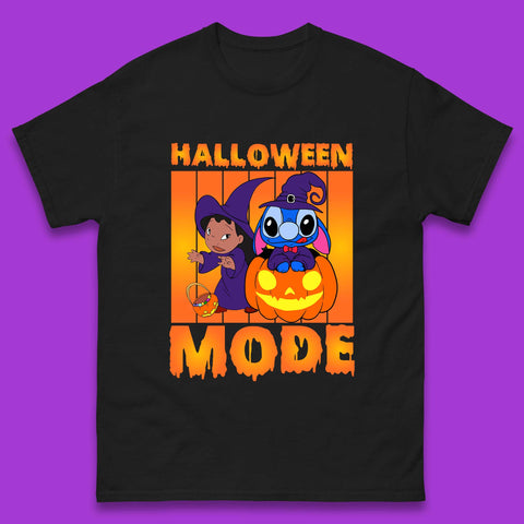Halloween Mode Disney Lilo & Stitch Halloween Pumpkin Witch Hat Stitch Spooky Disneyland Trip Mens Tee Top