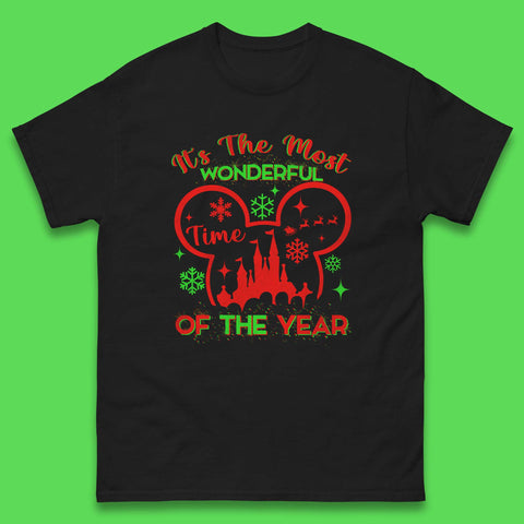 Disney Mickey Mouse It's The Most Wonderful Time Of The Year Christmas Magic Kingdom Xmas Disneyland Mens Tee Top
