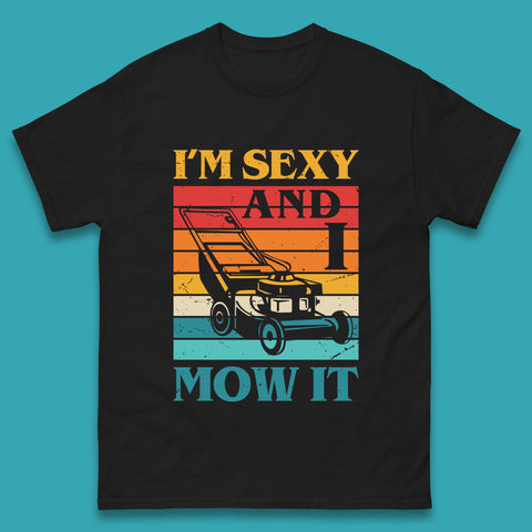 I'm Sexy And I Mow It Funny Lawn Mowing Father's Day Gardener Landscaper Dad Joke Landscaping Mens Tee Top