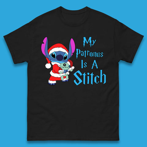 My Patronus Is A Stitch Disney Christmas Santa Stitch And Scrump Xmas Lilo And Stitch Mens Tee Top