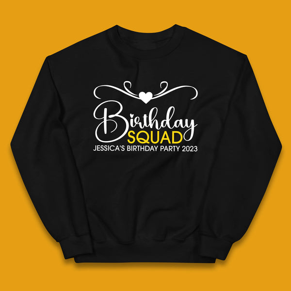 Personalised Birthday Squad Your Name And Birthday Year Funny Birthday Party Kids Jumper