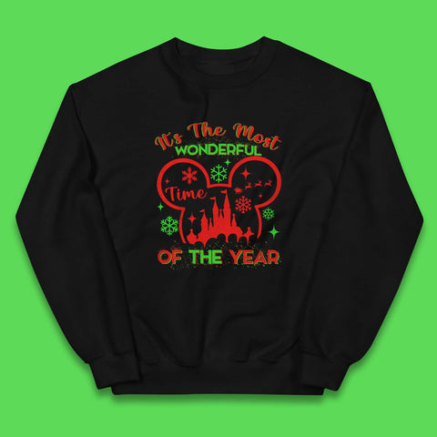 Disney Mickey Mouse It's The Most Wonderful Time Of The Year Christmas Magic Kingdom Xmas Disneyland Kids Jumper