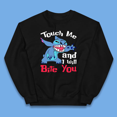 Disney Angry Stitch Cartoon Touch Me And I Will Bite You Lilo & Stitch Kids Jumper