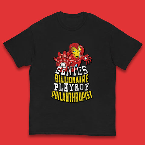 Tony Stark Quote Genius Billionaire Playboy Philanthropist Marvel Avenger Iron Man Superhero Movie Character Kids T Shirt