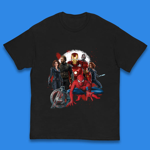 Avengers Age Of Ultron Iron Man Captain America Black Widow Ant Man Spiderman The Avengers Superheroes Marvel Comics Kids T Shirt