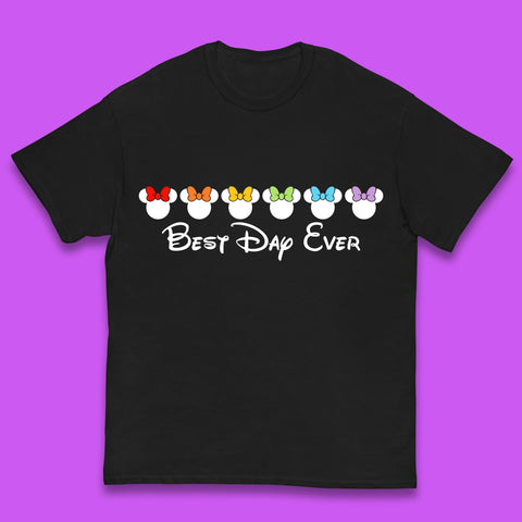 Best Day Ever Disney Minnie Mouse Cartoon Character Disney Vacation Minnie Mouse Face with Colorful Bows Disney Trip Kids T Shirt