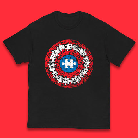 Marvel Avengers Captain America Autism Puzzle Superhero Shield Autism Awareness Gift Marvel Superhero Kids T Shirt