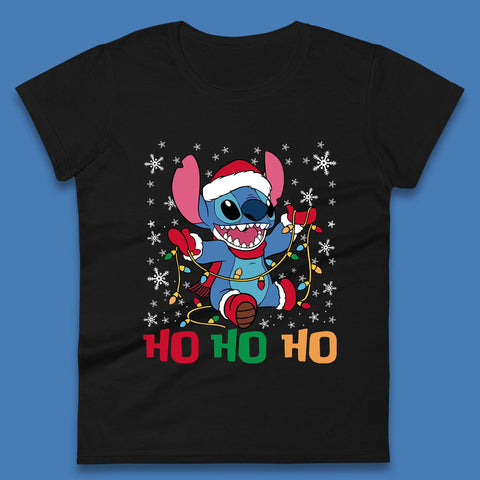 Happy Santa Stitch Christmas Womens T-Shirt