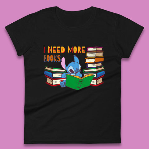 Stitch Reading A Book Womens T-Shirt