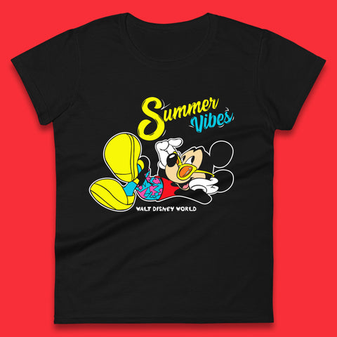 Summer Vibes Mickey Mouse Minnie Mouse Walt Disney World Disneyland Mickey Mouse Enjoying Summer Womens Tee Top