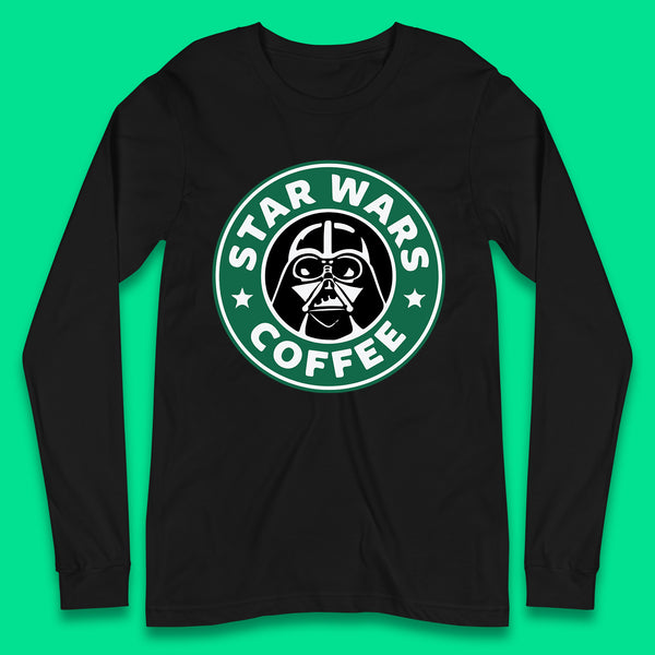 Sci-fi Action Adventure Movie Character Darth Vader Star Wars Coffee Starbucks Coffee Spoof Star Wars 46th Anniversary Long Sleeve T Shirt