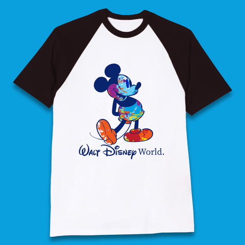 Walt Disnep World Mickey Mouse In Happy Mood Cartoon Character Disneyland Vacation Trip Disney World Baseball T Shirt