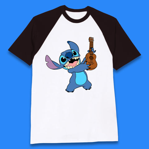 Disney Ohana Playing The Guitar Ohana Lilo & Stitich In Happy Mood Cartoon Character Disney World Baseball T Shirt