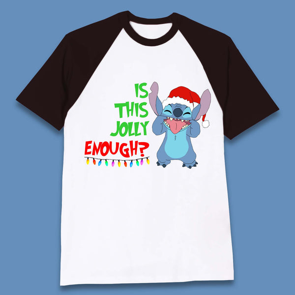Jolly Enough Stitch Christmas Baseball T-Shirt