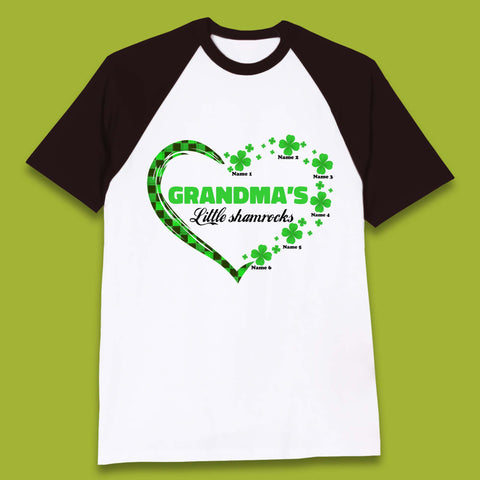 Personalised Grandma's Little Shamrocks Baseball T-Shirt
