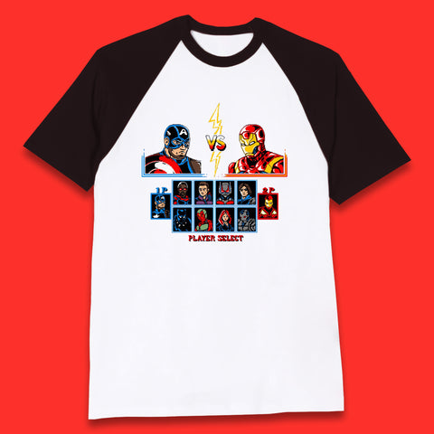 Captain America VS Iron Man Marvel Avengers Superheros Movie Character Panther Widow Thor Baseball T Shirt
