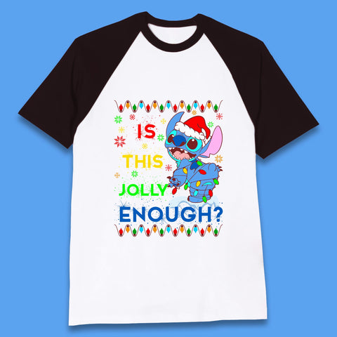 Is This Jolly Enough? Disney Christmas Funny Santa Stitch Xmas Lights Lilo And Stitch Baseball T Shirt