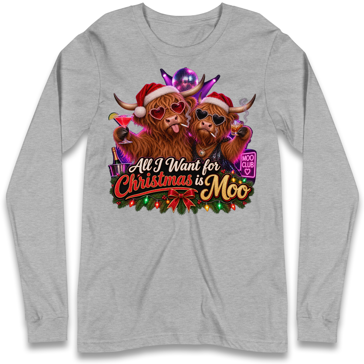 Highland Cow Christmas Long Sleeve T-Shirt