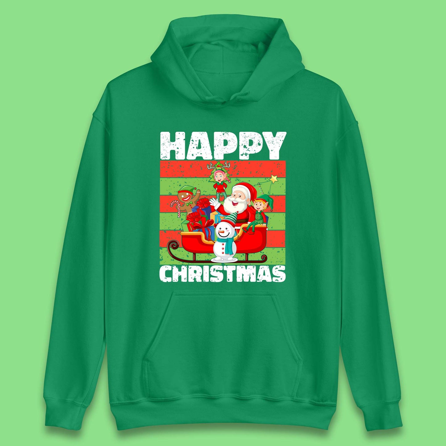 santa and friends on sleigh christmas hoodie