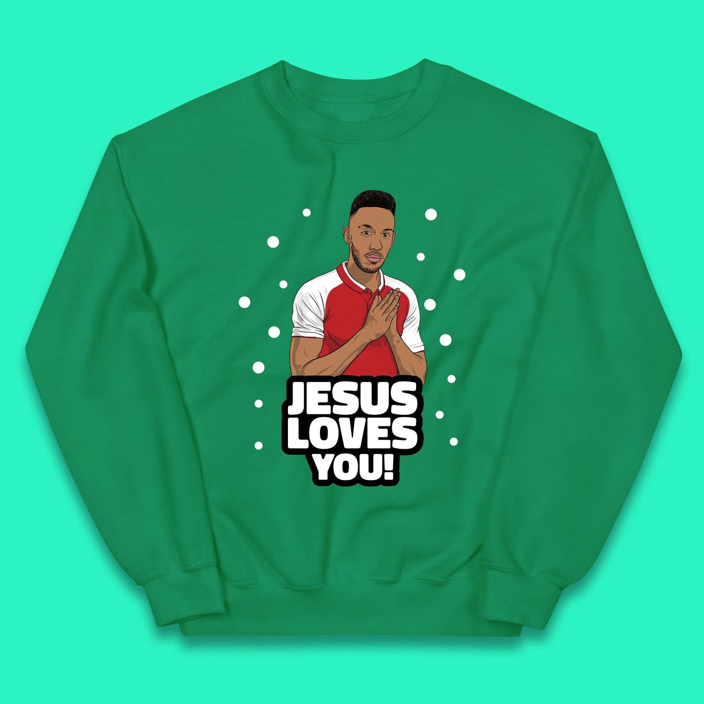 Jesus Loves You Footballer Christmas Kids Jumper