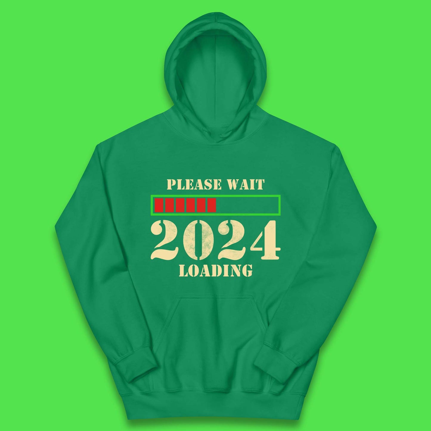 Please Wait 2024 Loading Kids Hoodie