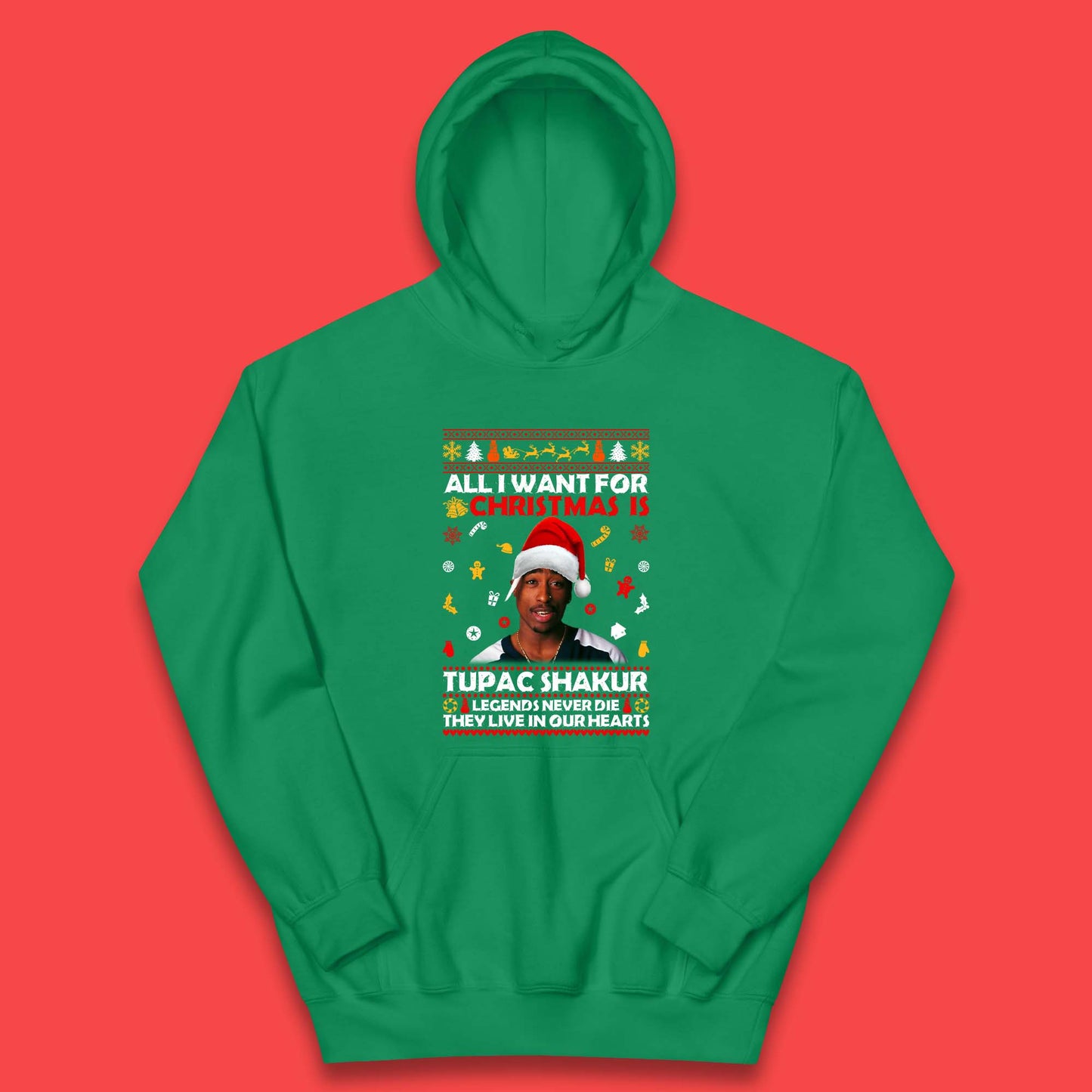 Tupac Shakur Christmas Kids Hoodie