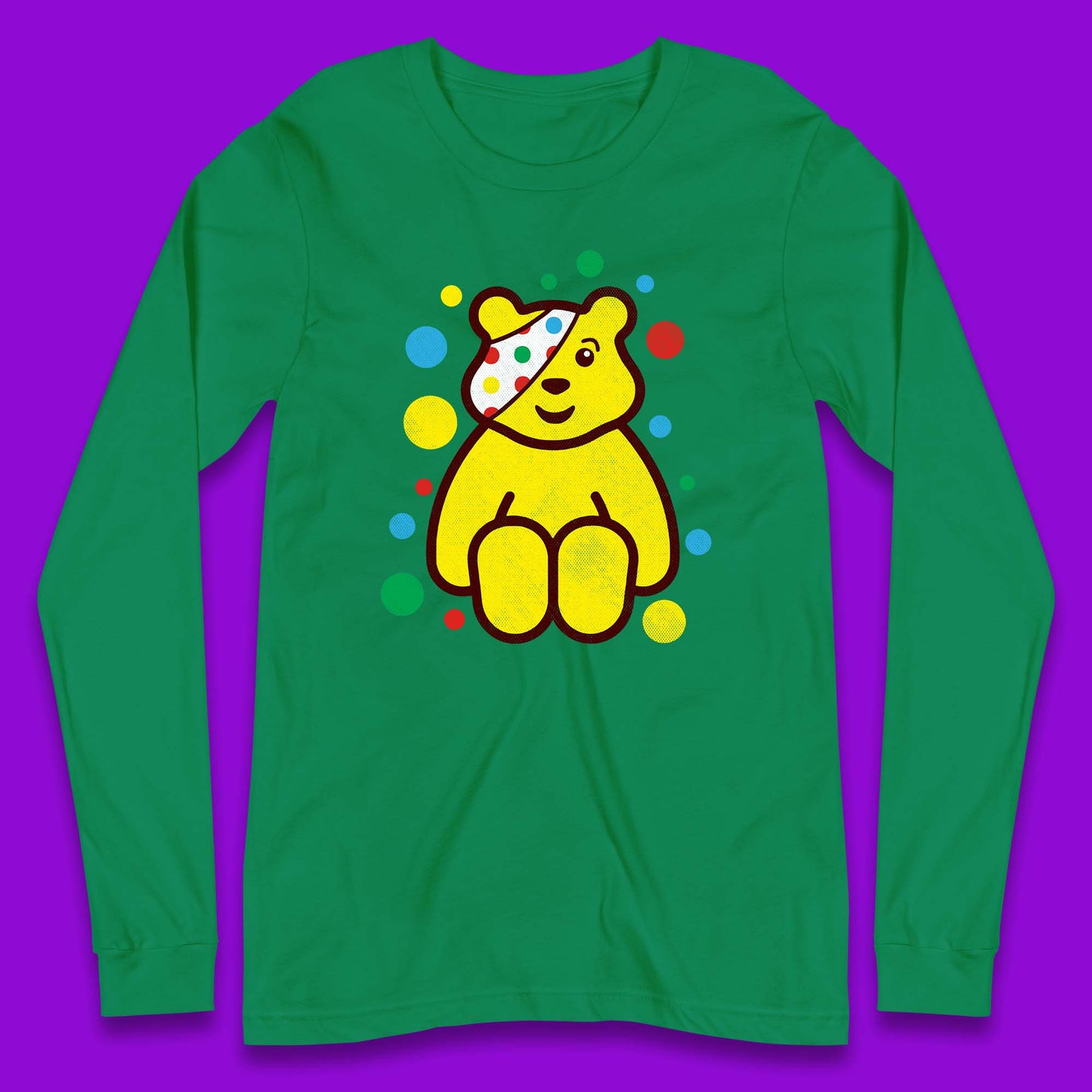 Children In Need Sitting Spotty Pudsey Bear Charity Raising Spotty Day Long Sleeve T Shirt