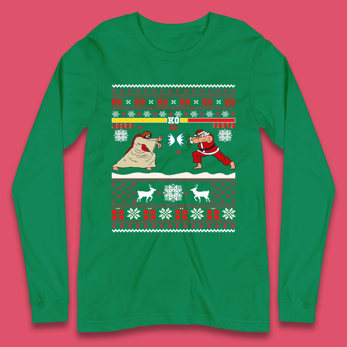 Jesus Vs Santa KO Christmas Long Sleeve T-Shirt