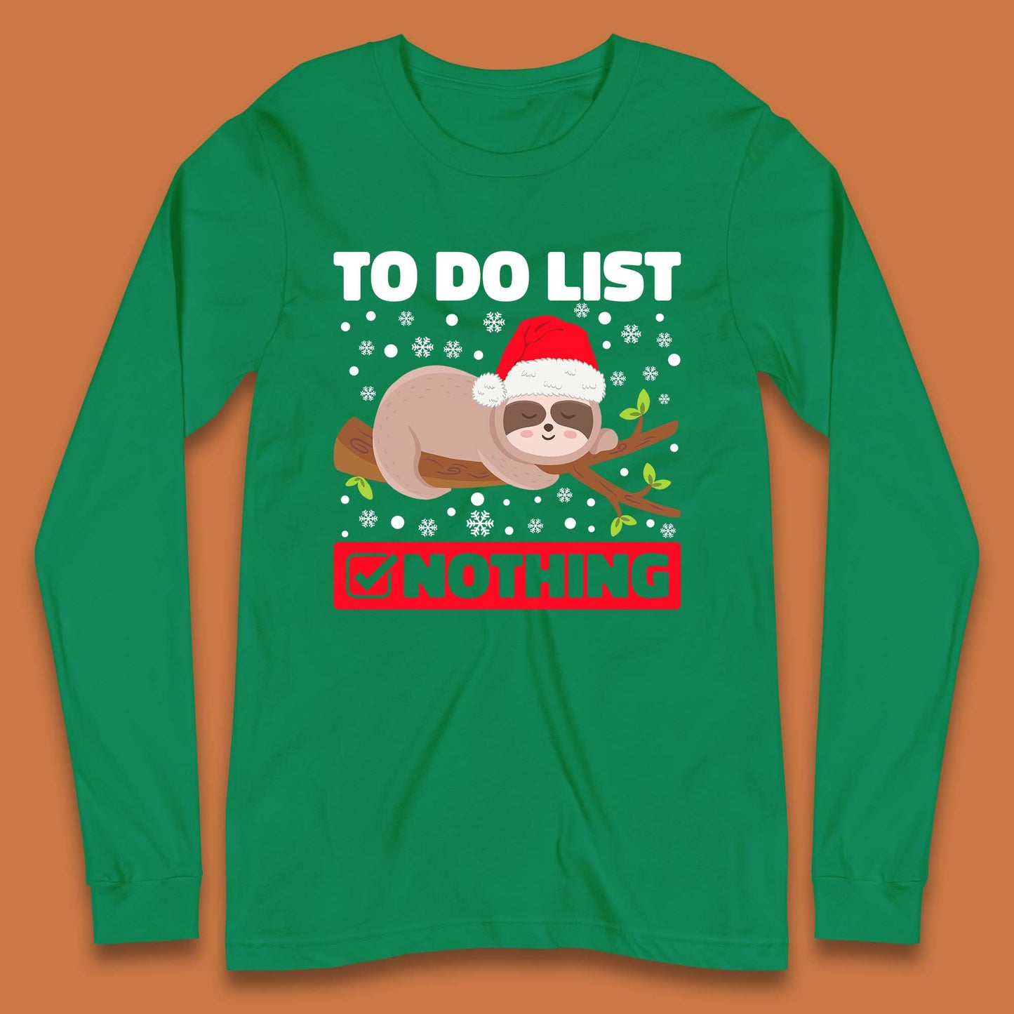 Lazy Sloth To Do List Christmas Long Sleeve T-Shirt