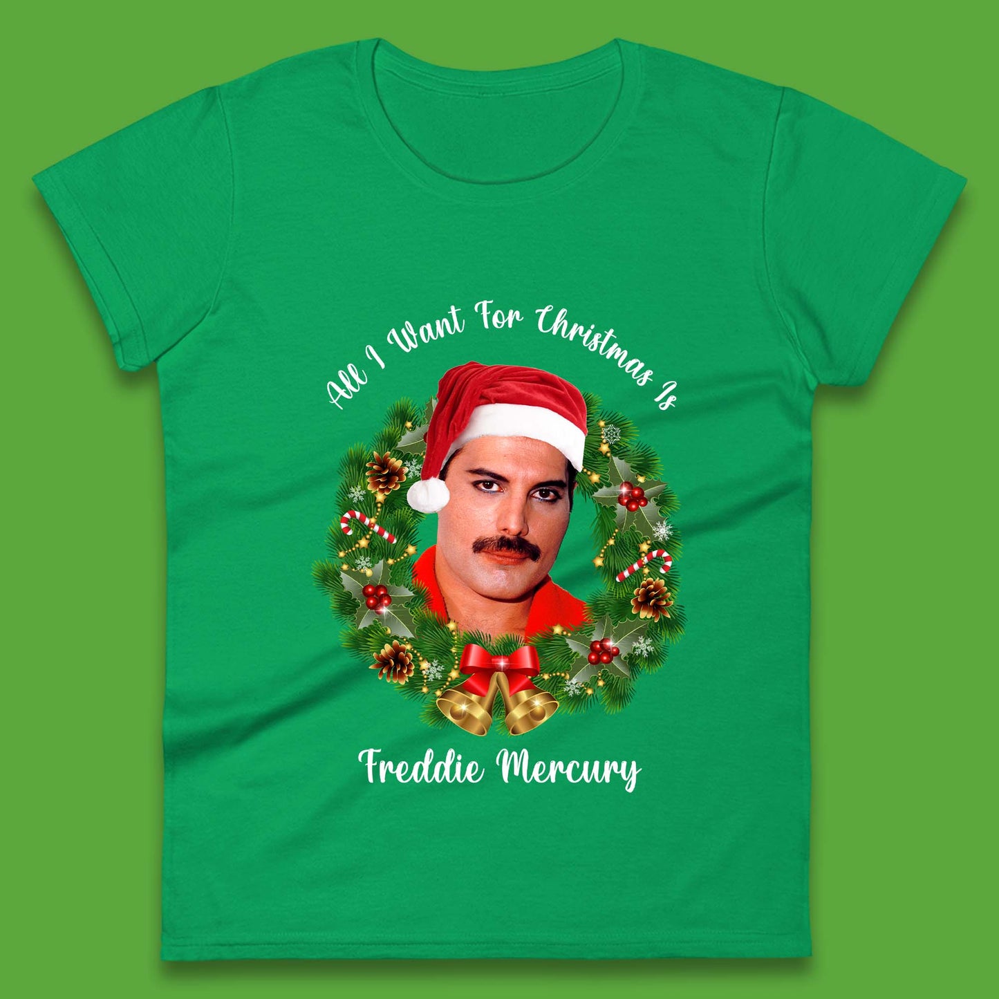 Freddie Mercury Christmas Womens T-Shirt