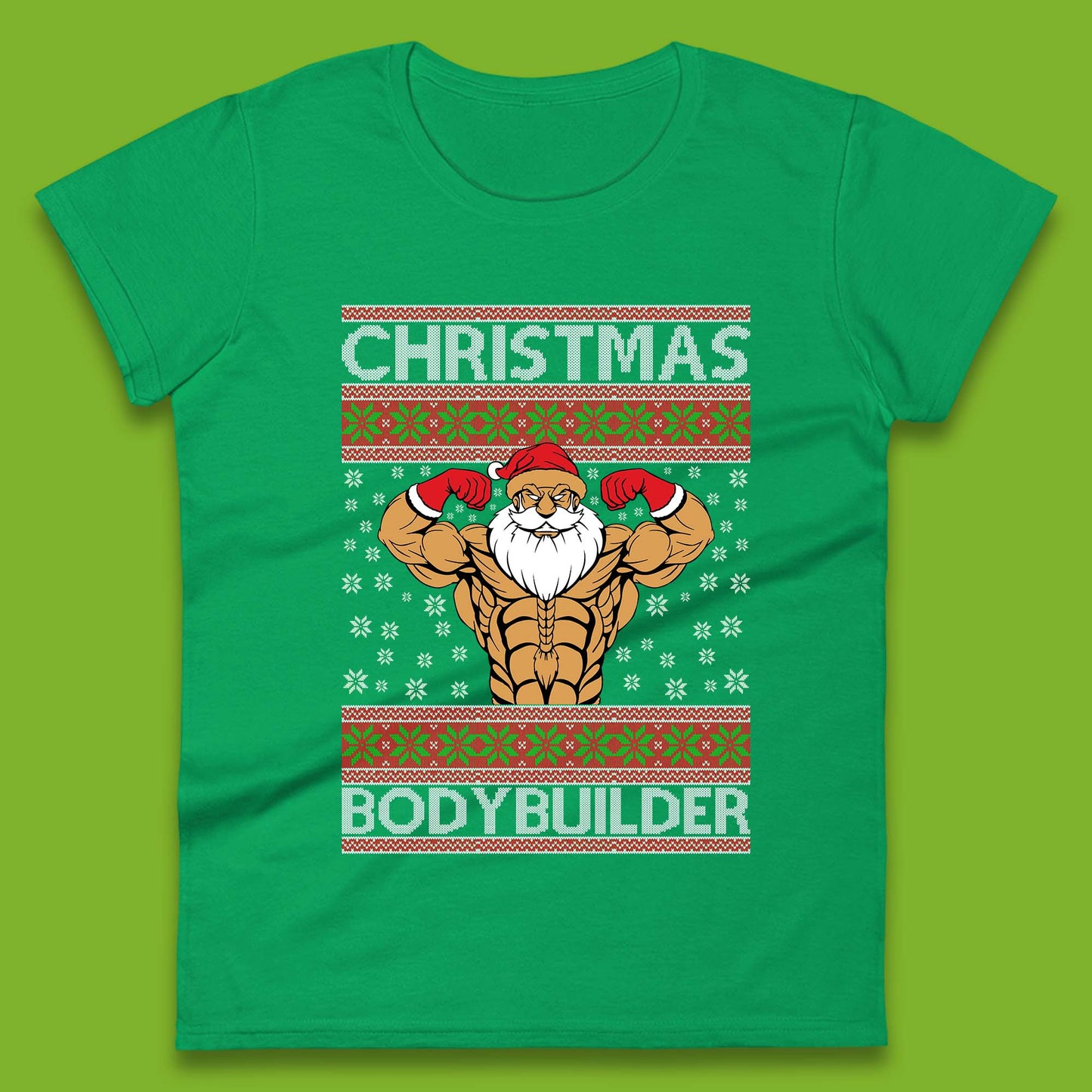 Ugly Christmas Bodybuilder Womens T-Shirt