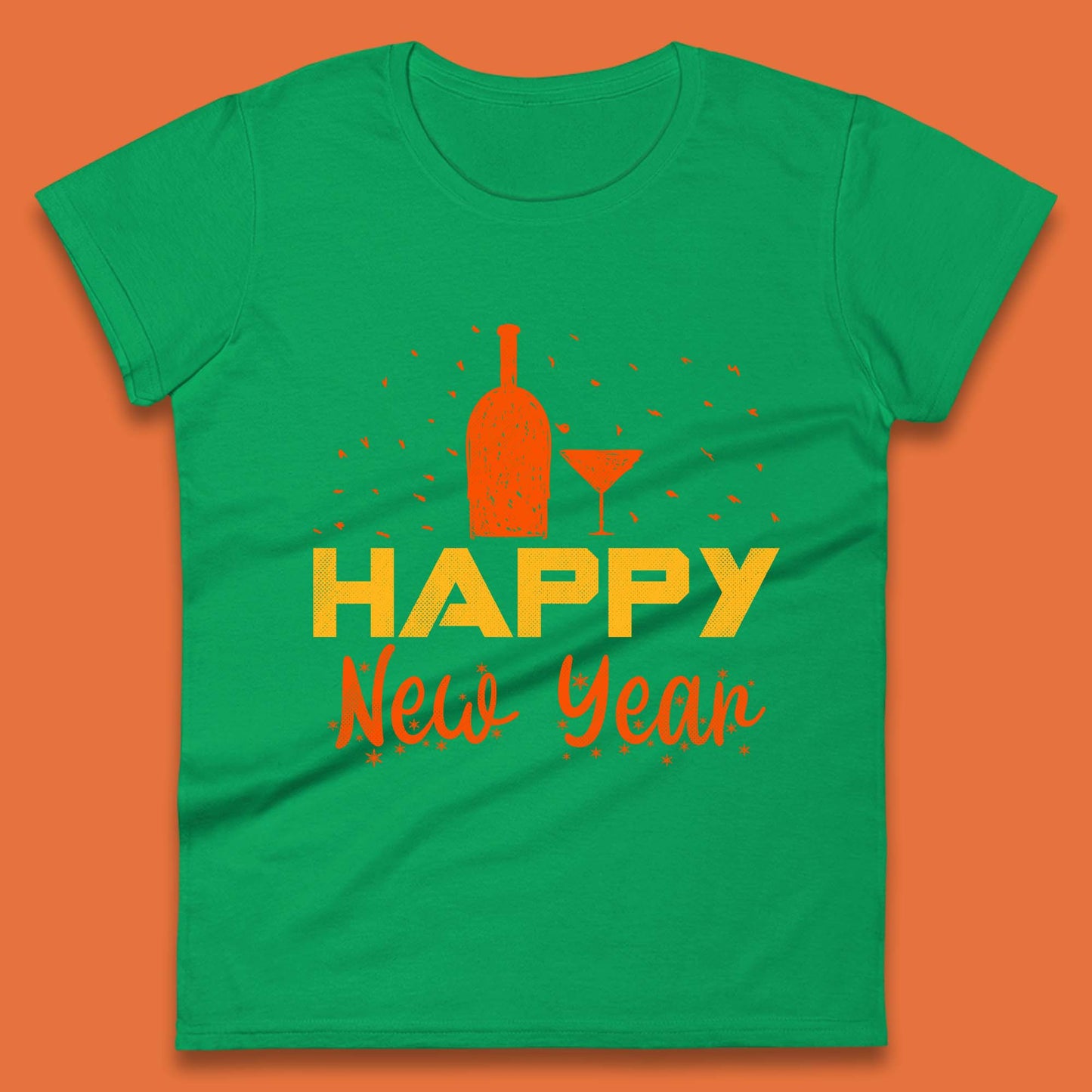 Happy New Year Wine Drinking Womens T-Shirt