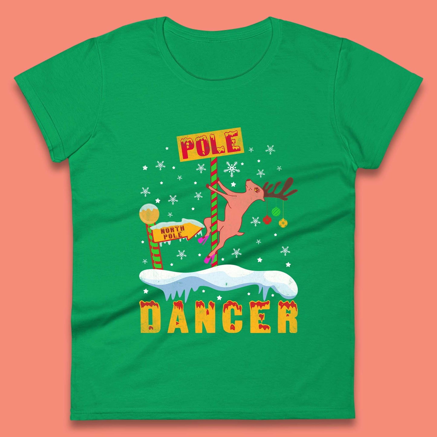 North Pole Dancer Christmas Womens T-Shirt