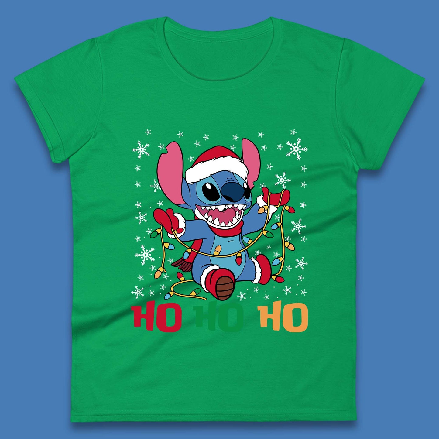 Happy Santa Stitch Christmas Womens T-Shirt