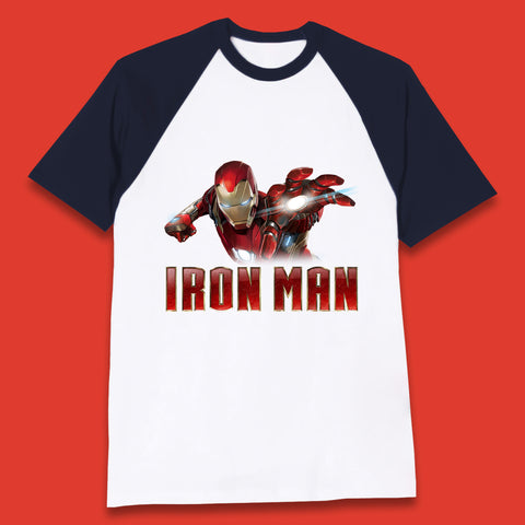Iron Man Superhero Marvel Avengers Comic Book Character Flaying Iron-Man Marvel Comics Baseball T Shirt