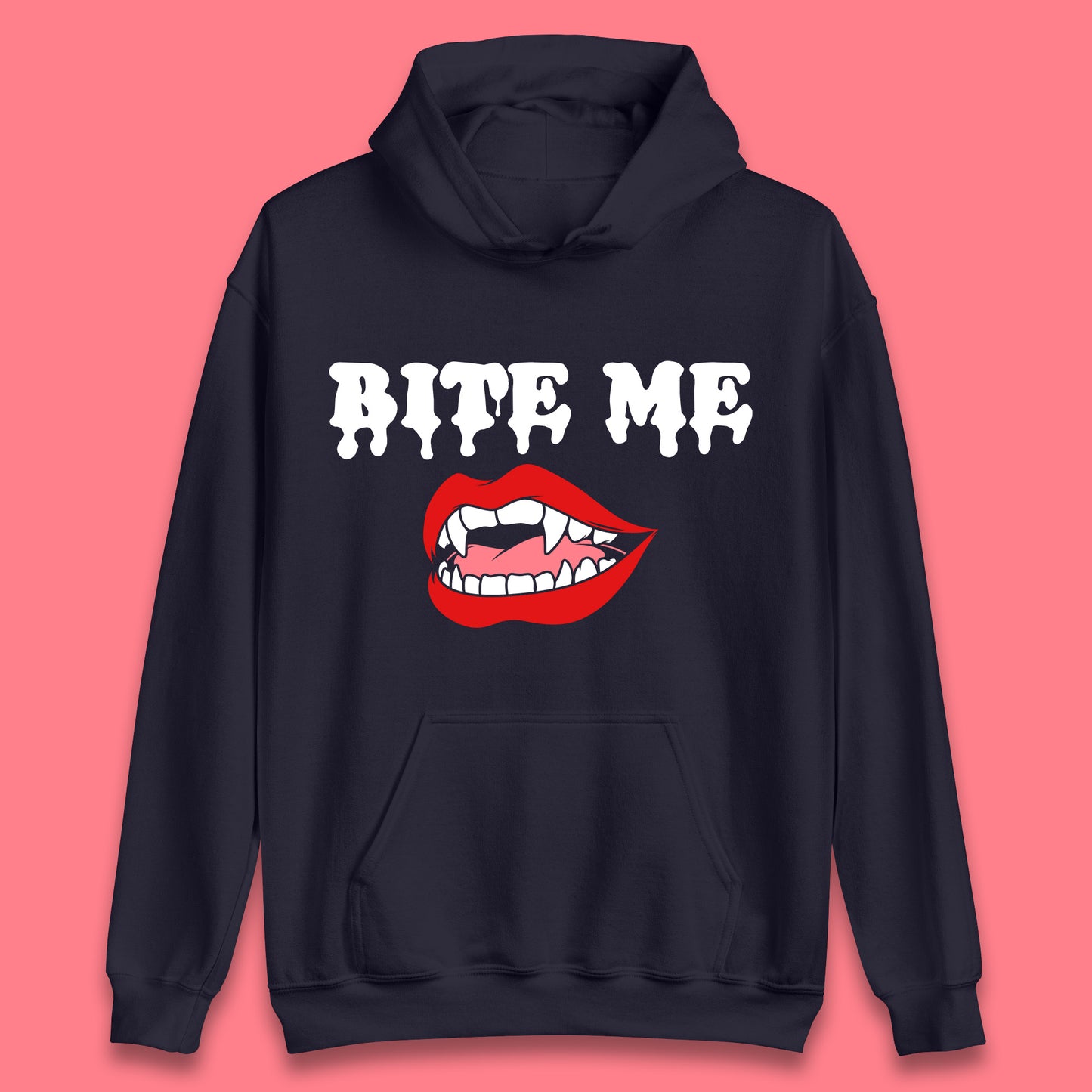 Bite Me Vampire Fangs Halloween Lips Horror Halloween Party Costume Unisex Hoodie