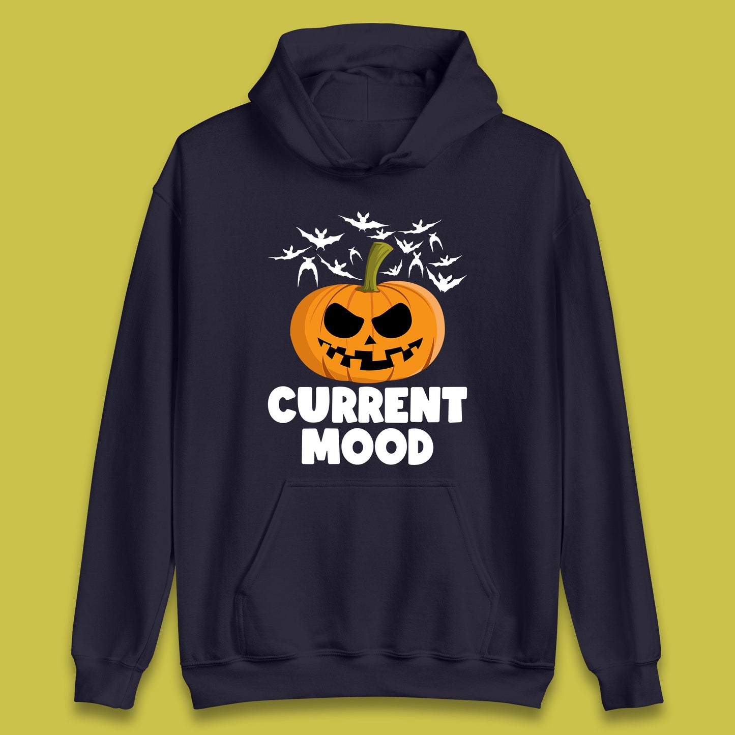 Current Mood Halloween Pumpkin Ghost Evil Scary Smile Face Horror Jack-o-lantern Unisex Hoodie