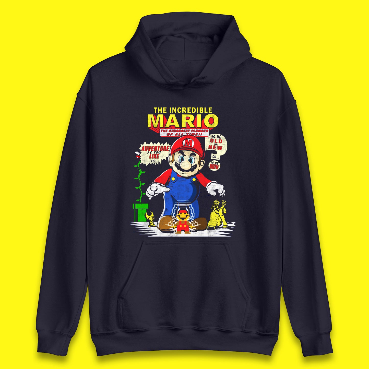 The Incredible Mario The Strongest Plumber Of All Time Super Mario Funny Plumber Mario Bros Gaming Unisex Hoodie