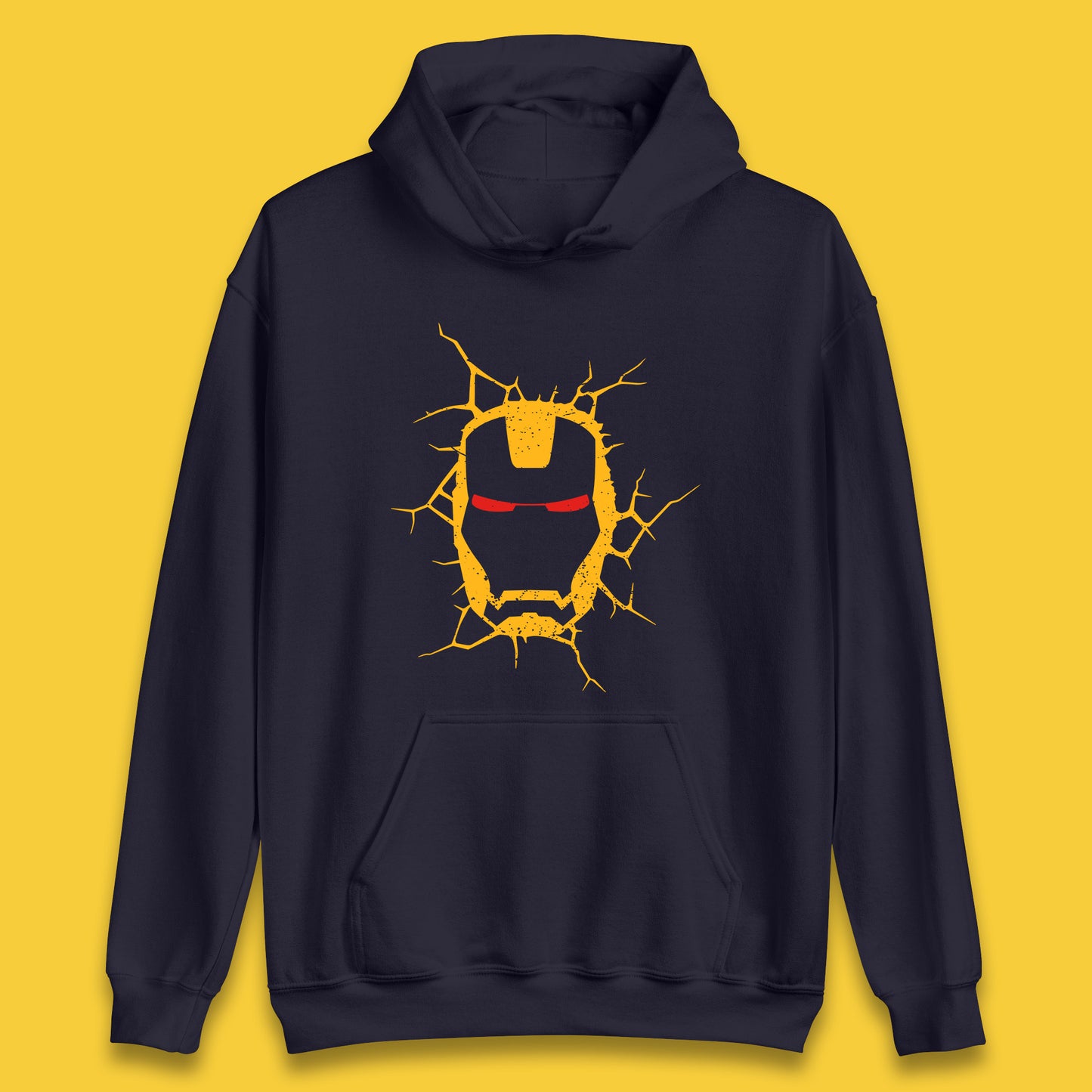 Marvel Avengers Iron Man Face Cracked Wall Art Superhero Comic Book Character Iron-man Marvel Comics Unisex Hoodie