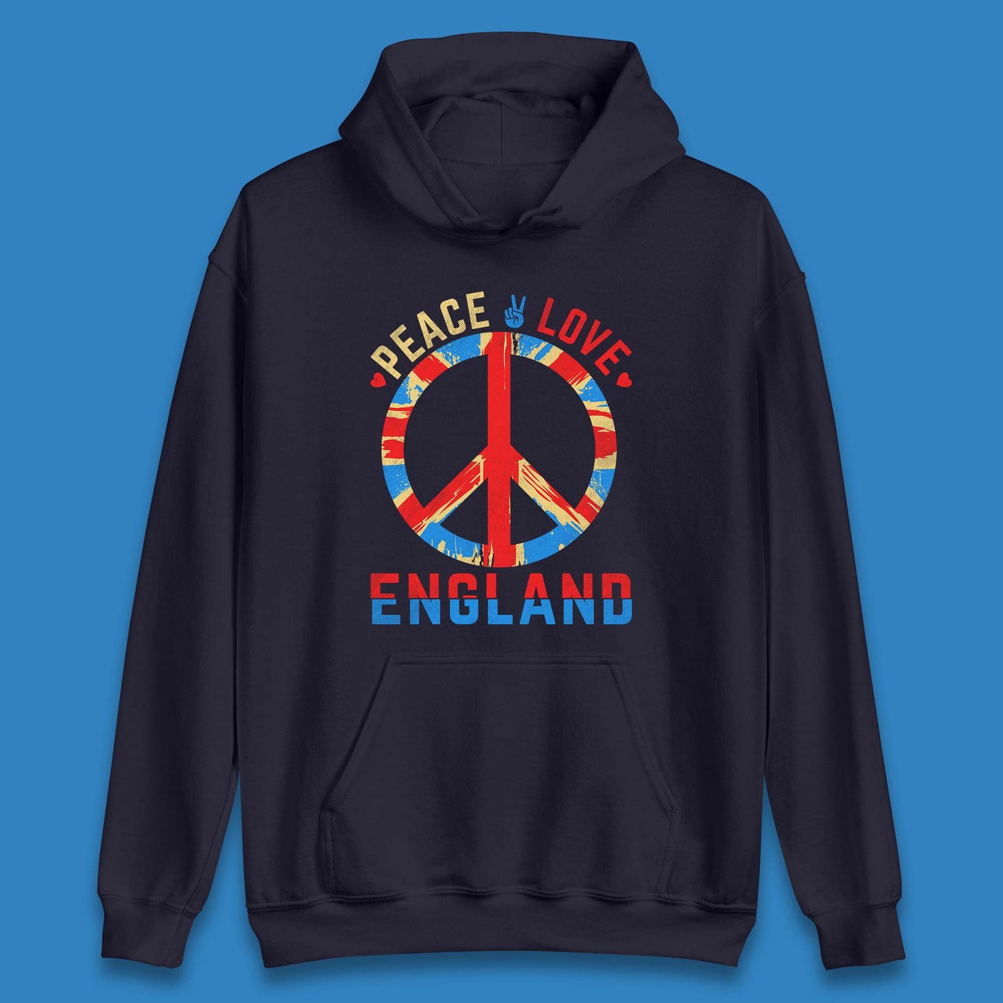 Peace Love England Peace Sign United Kingdom British England Vacation Trip Unisex Hoodie