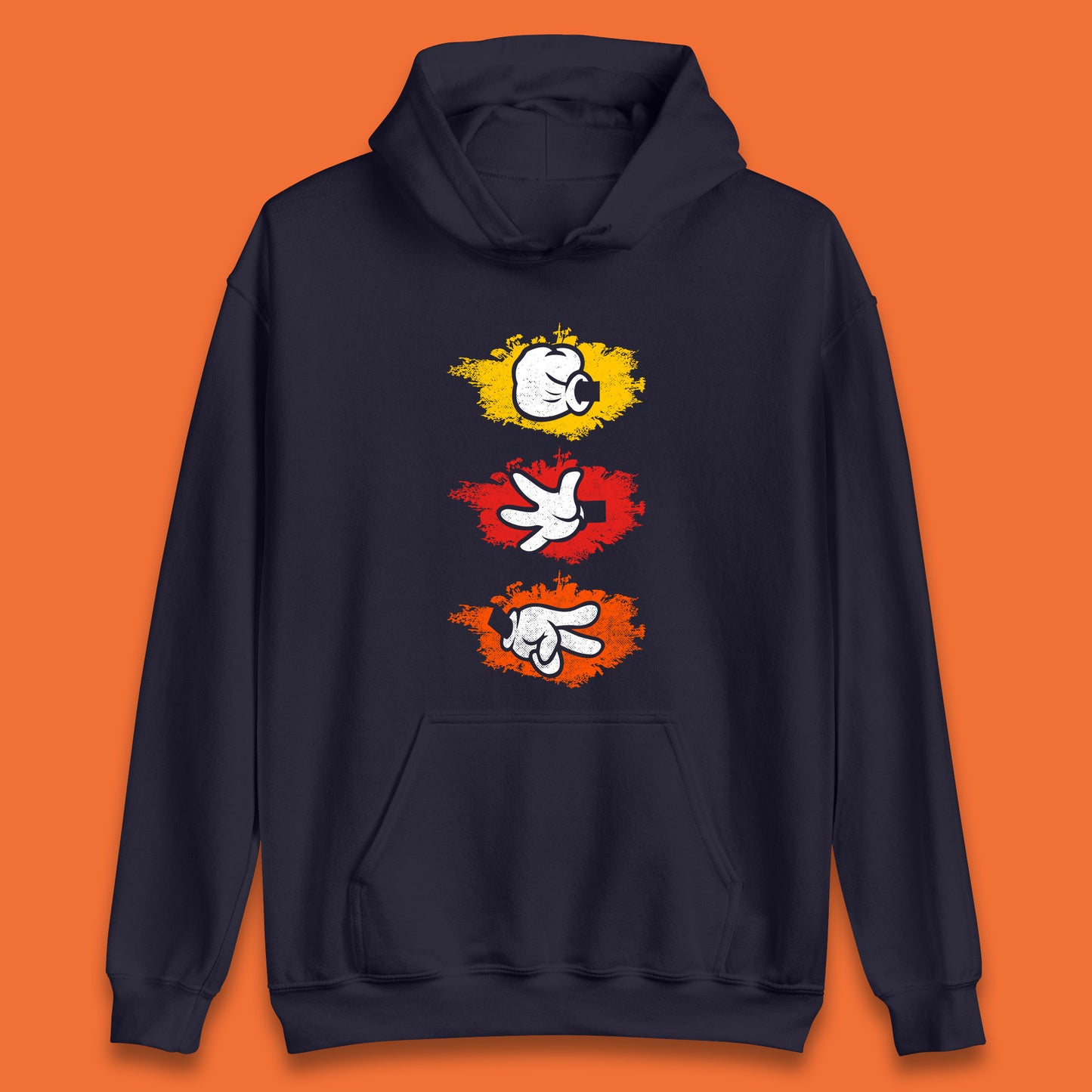 Cartoon Hands Rock Paper Scissor Hand Game Disney Mickey Mouse Minnie Mouse Hands Unisex Hoodie