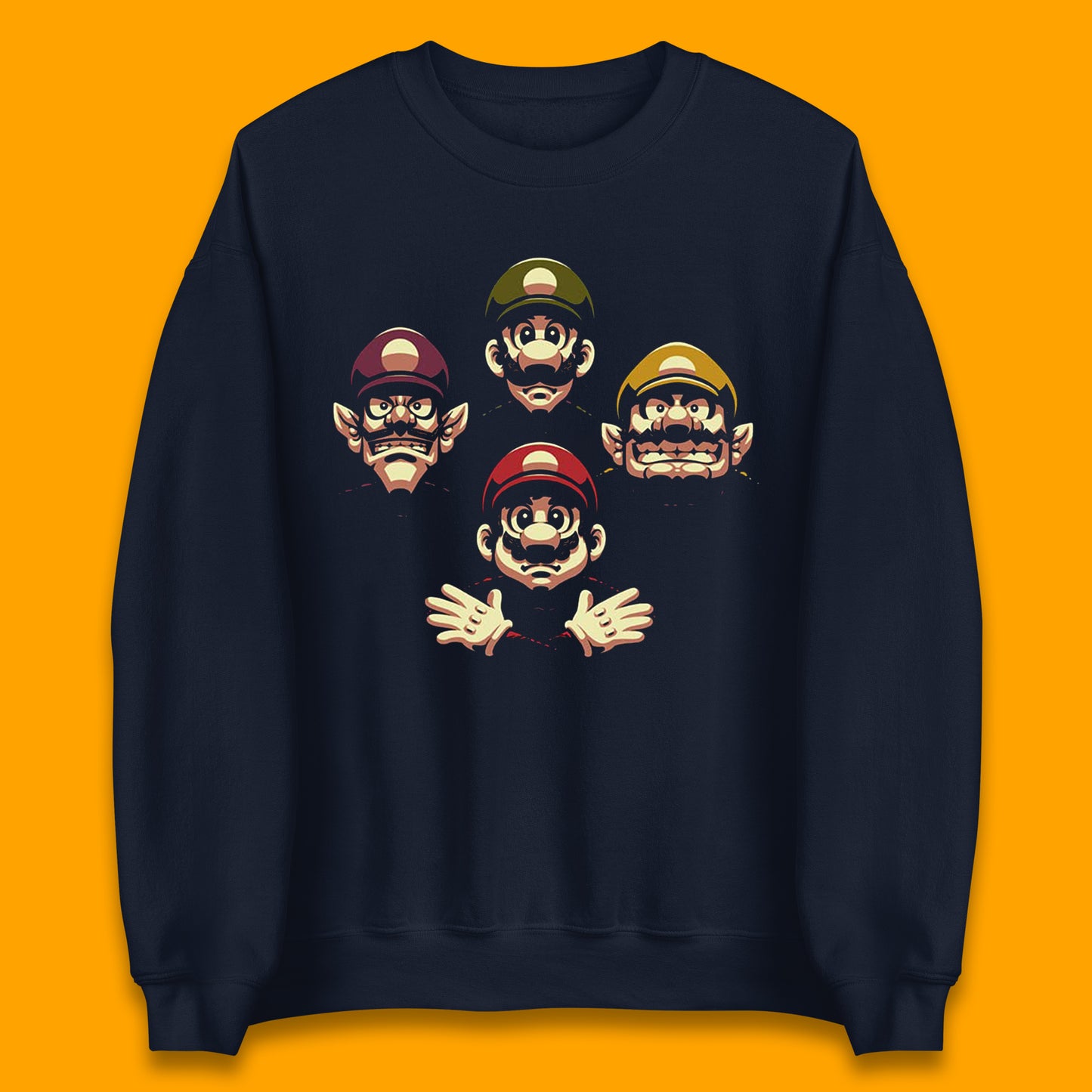 Mario Characters Funny Old Faces Super Mario, Luigi, Wario And Waluigi Game Players Mario Bro Toad Retro Gaming Unisex Sweatshirt