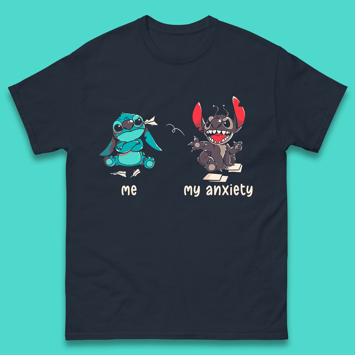 Disney Ohana Funny Me My Anxiety Ohana Lilo & Stitich Disneyland Cartoon Character Walt Disney Mens Tee Top