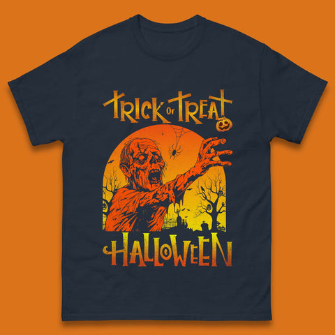 Trick Or Treat Halloween Zombie Horror Scary Spooky Vibes Mens Tee Top