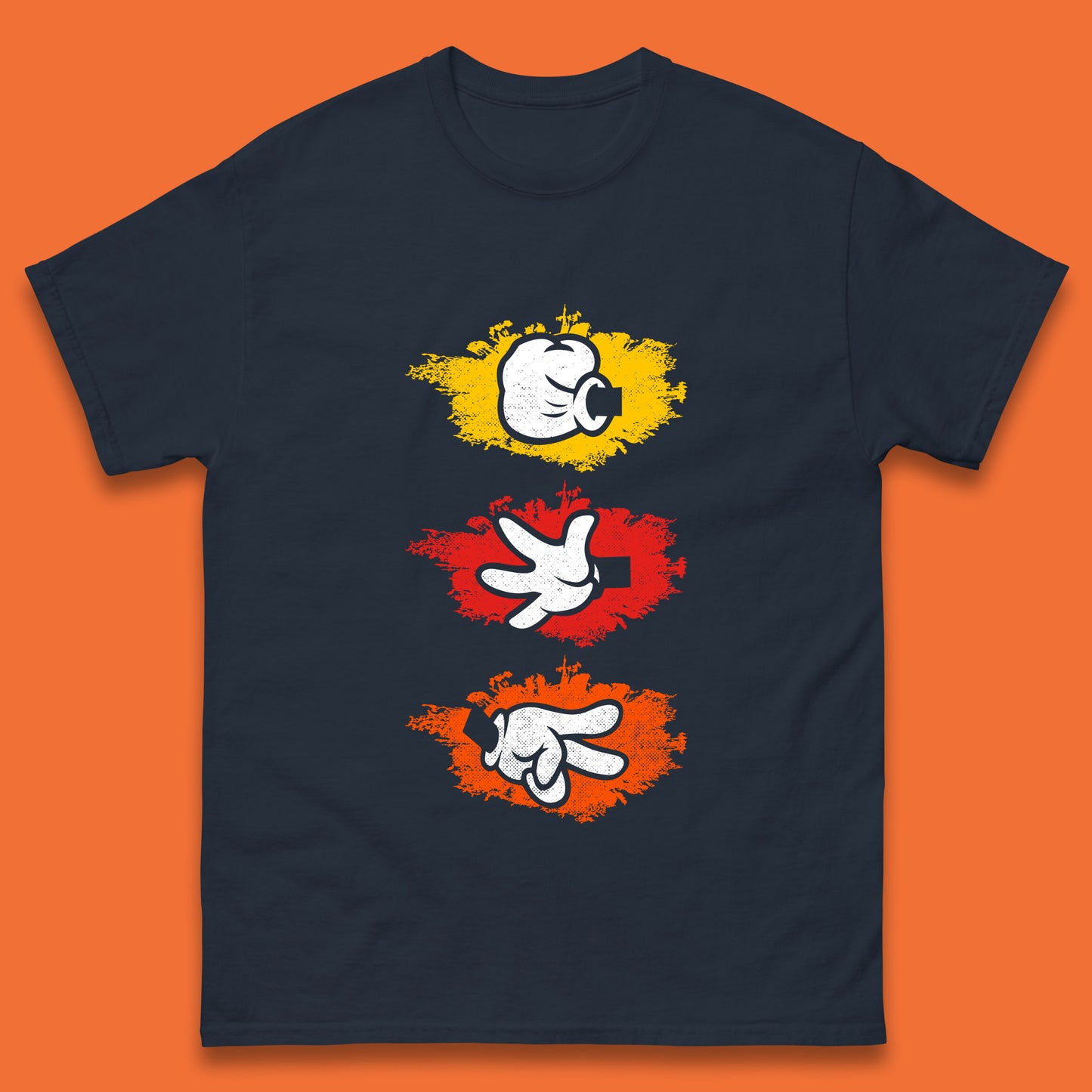 Cartoon Hands Rock Paper Scissor Hand Game Disney Mickey Mouse Minnie Mouse Hands Mens Tee Top