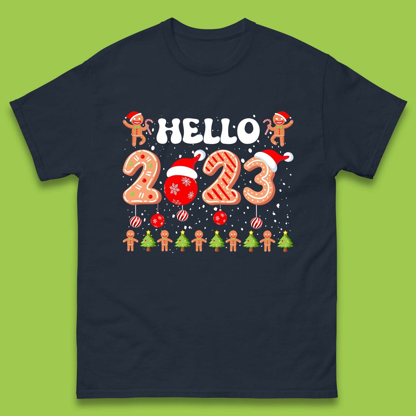 Hello 2023 Merry Christmas Gingerbread Xmas Cookies Mens Tee Top