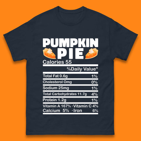Pumpkin Pie Calories 55% Daily Value Thanksgiving Food Calories Funny Nutrition Facts Mens Tee Top