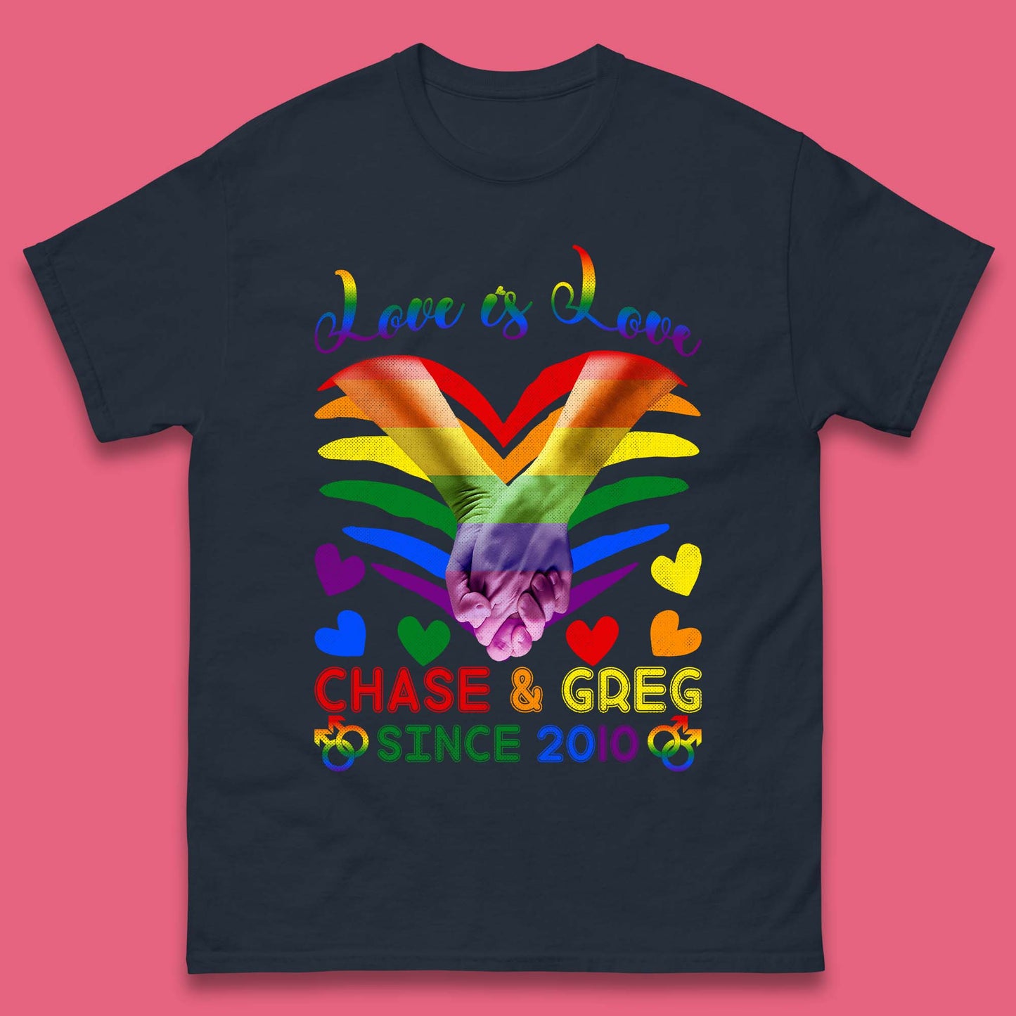 Personalised Lgbt Love Is Love Mens T-Shirt