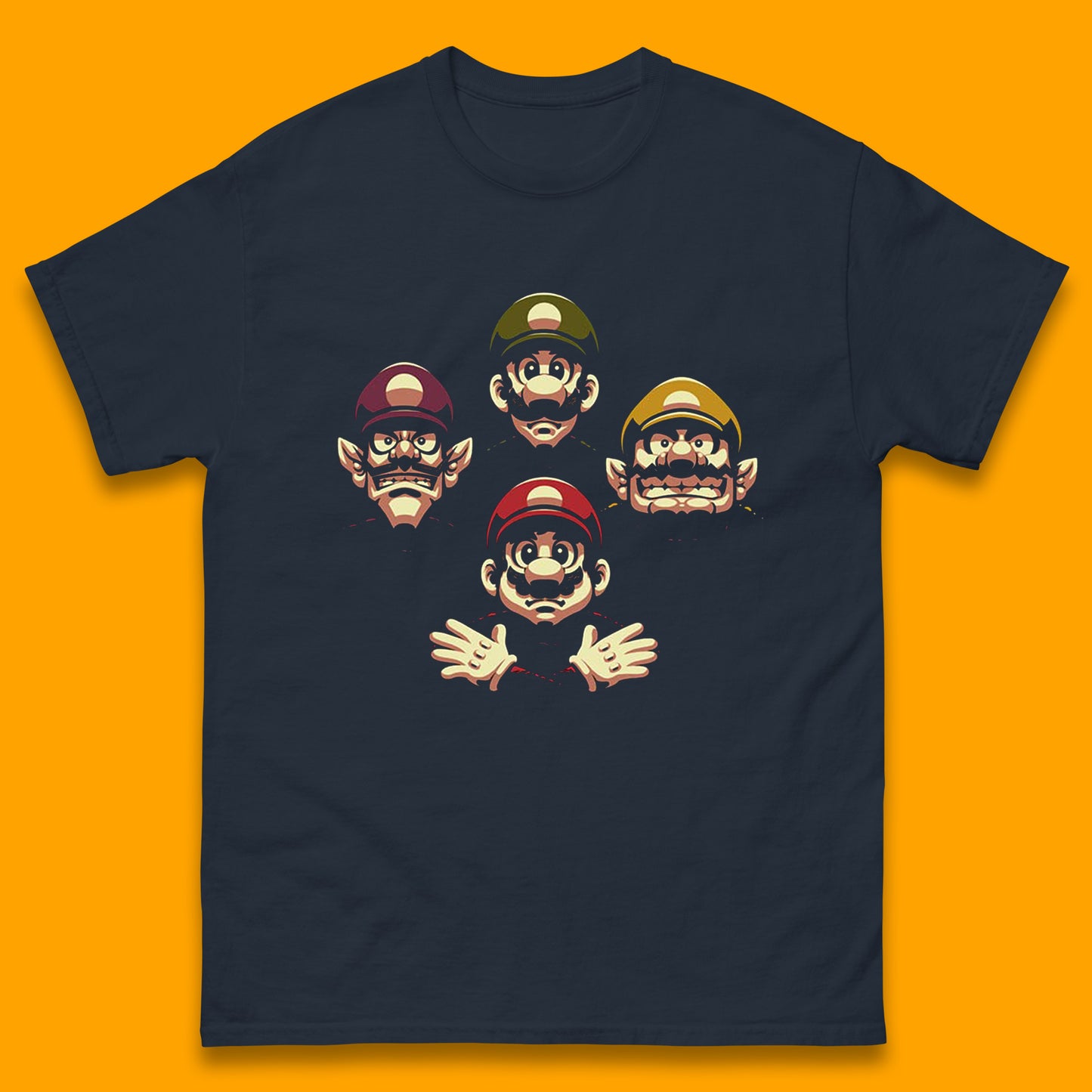 Mario Characters Funny Old Faces Super Mario, Luigi, Wario And Waluigi Game Players Mario Bro Toad Retro Gaming Mens Tee Top